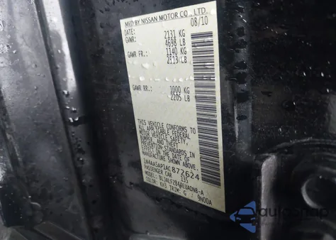 2010 Nissan Maxima 3.5 Sv z USA, uszkodzony, nr VIN 1N4AA5AP1AC872624